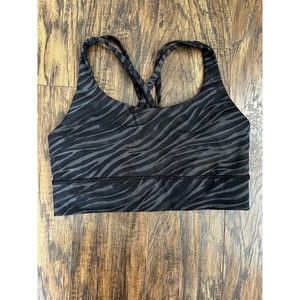 Lululemon Sz 8 Energy Bra Long Line B-D cup Le Tiger Camo Deep Coal Multi EUC